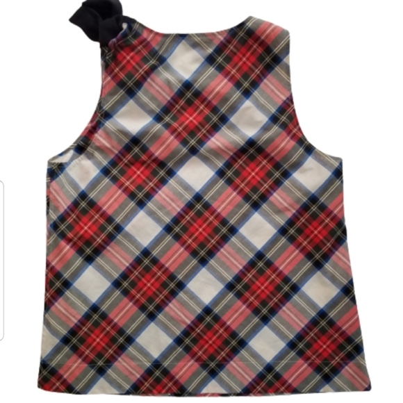 J. Crew Plaid Ribbon Shoulder Sleeveless Blouse Top Size 4 - Picture 6 of 7